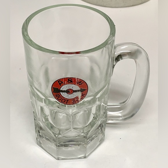 Mid Century Vintage Thick Heavy Duty Glass A & W Root Beer Mug - Picture 5 of 16